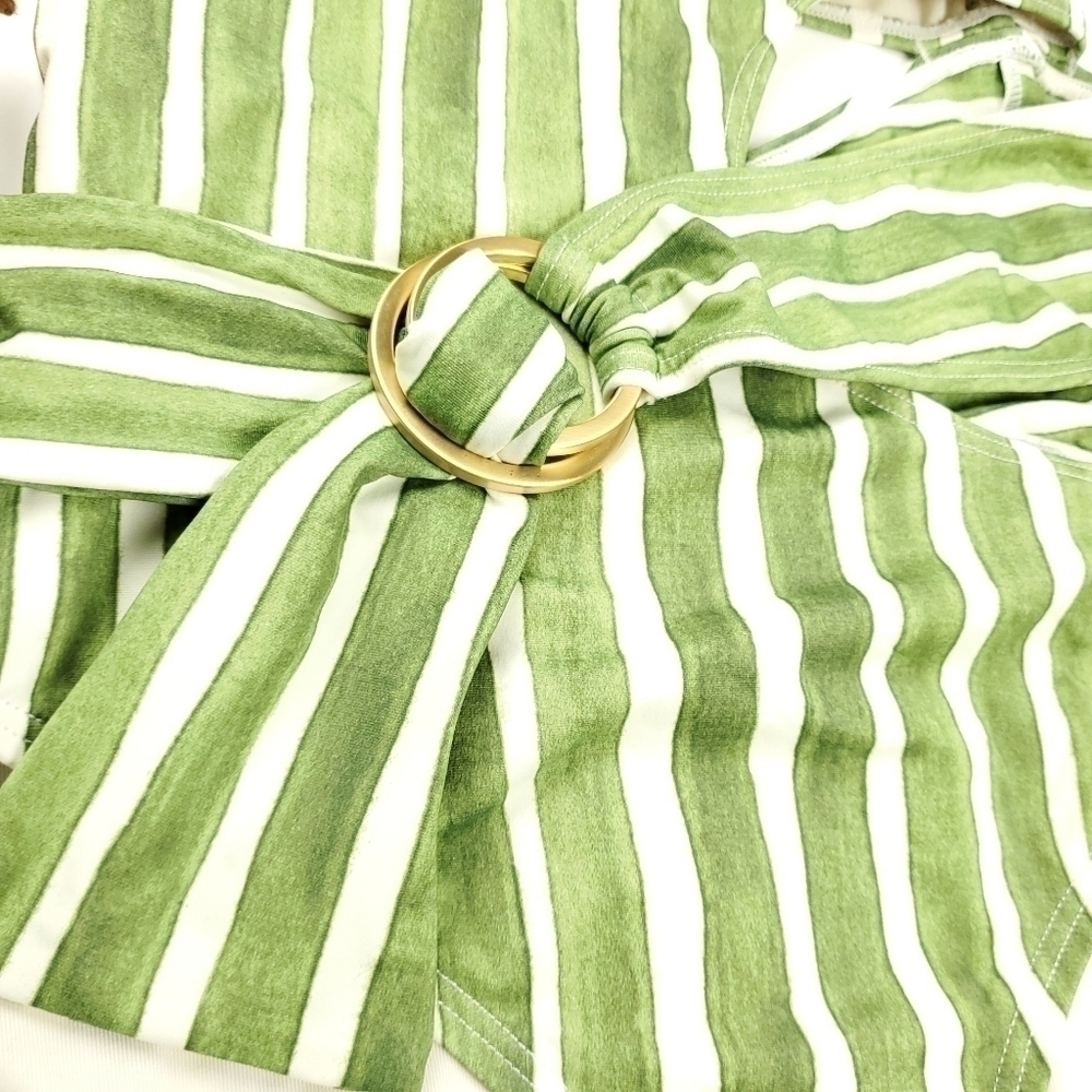 Vince Camuto Green Stripe Cutout Wrap Swimsuit - Picture 5 of 14